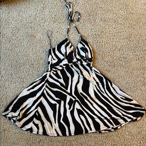 Express Black & White Zebra Halter Sundress XS